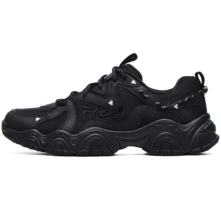 FILA Fluid 4 Cat Paw 4.0 Fabric Synthetic Leather Retro Casual Wear Durable Low-Top Dad Shoes Men sneaker Black F12M232127FBK