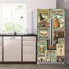 2PCS Imitation Leather Surface Vintage Refrigerator Decoration Retro Poster Collage Design 28.6x163cm