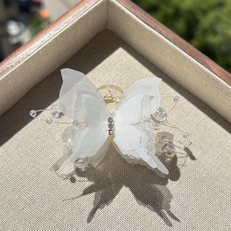 Organza Butterfly Claw Clips for Women Sparkly Beaded Hair Clamps,Prom Wedding Daily Hair Accessories Girl Hair Accessoires
