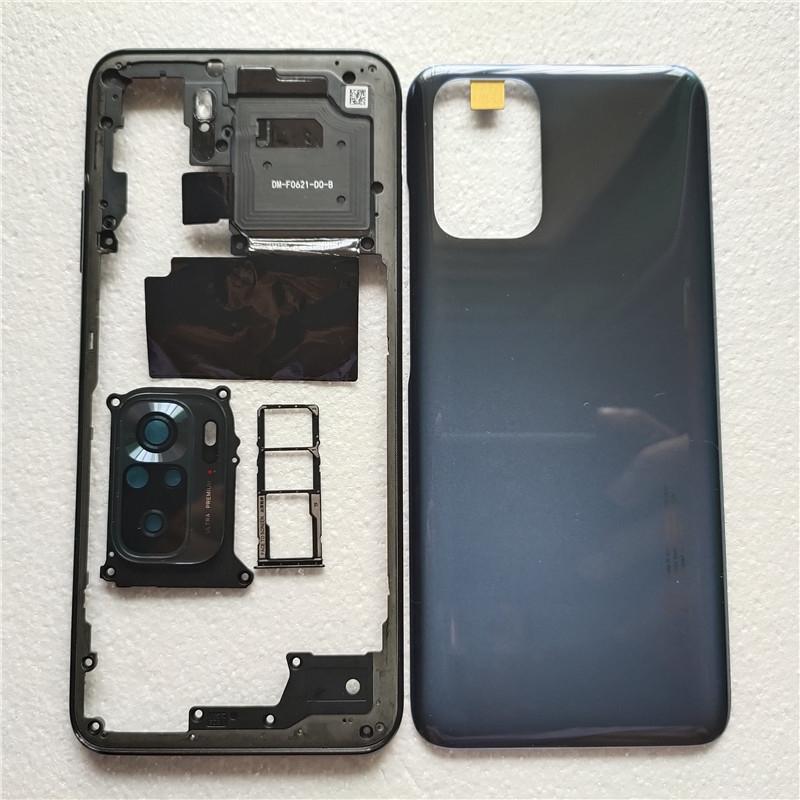 Full Housing For Xiaomi Redmi Note 10S Back Battery Cover Rear Middle Frame + Volume Button + Camera Glass + Sim Tray