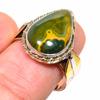 Bague en argent sterling 925 bicolore avec jaspe océanique naturel, taille S.9, T8F24