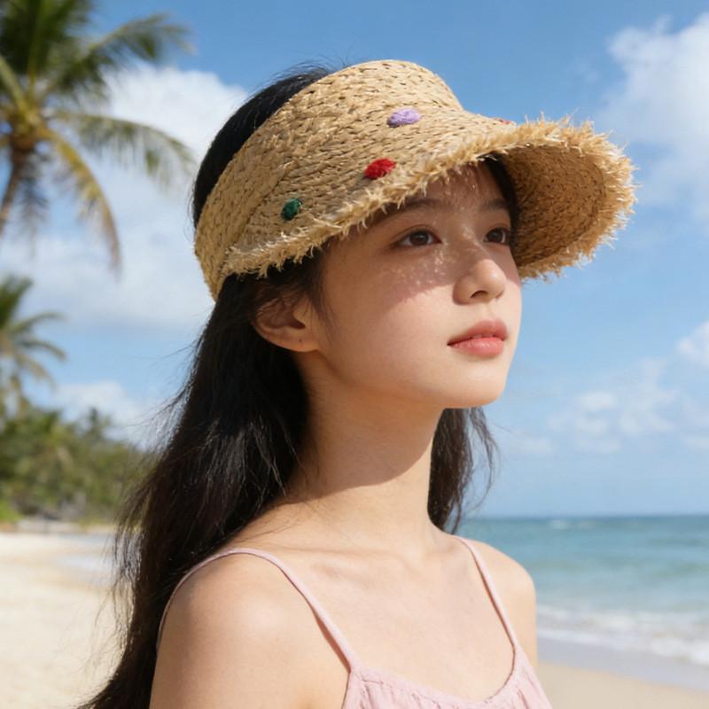 

Natural Wicker Sun Hat For Women With Adjustable Fit And Wide Brim For Beach