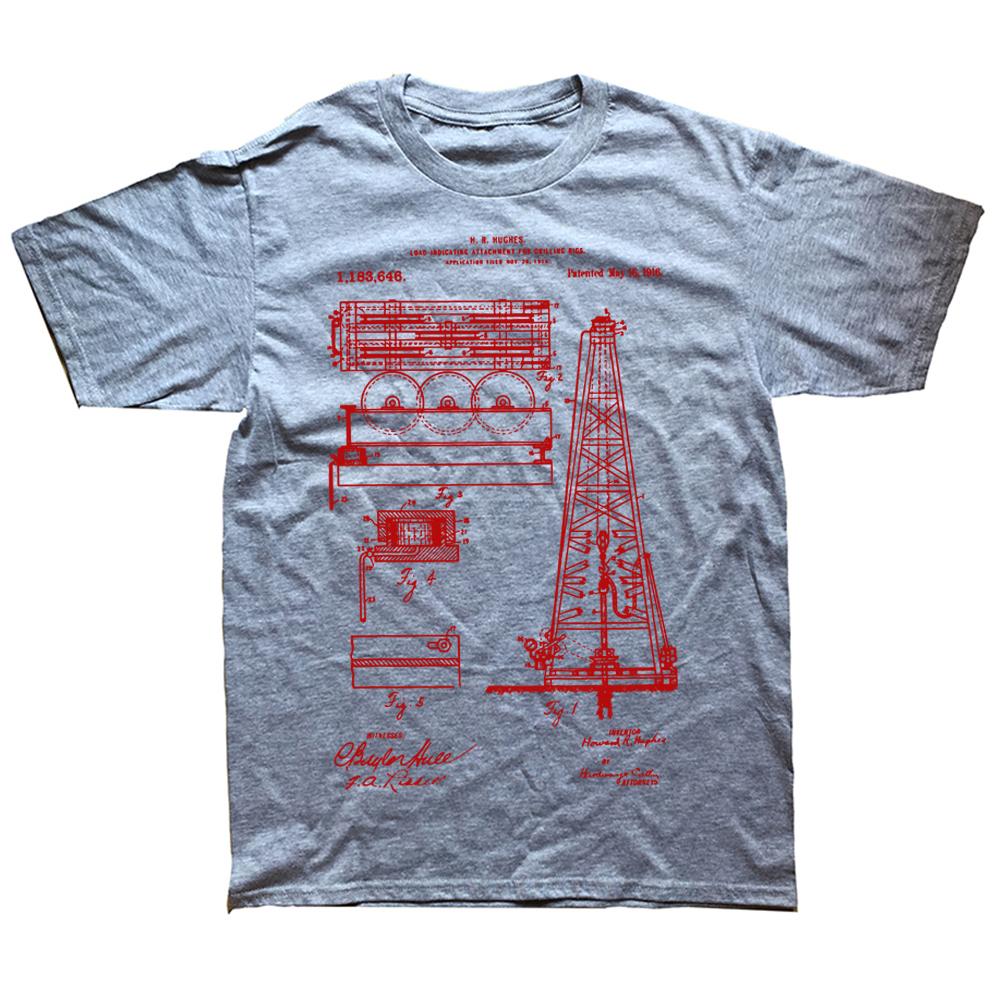 Novelty Oil Drilling Rig Patent Oilfield Driller T Shirts Streetwear Short Sleeve Birthday Gifts Summer Style T-shirt Men