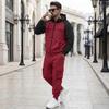 Herren Freizeit Color Block Reißverschluss Hoodie Cargo Jogginghose Trainingsanzug Set