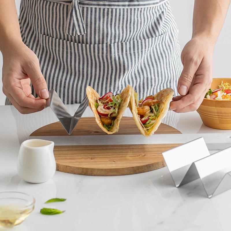 Stainless Steel Taco Holder Rack for 2-3 People - Mexican Pancake & Corn Tortilla Clip
