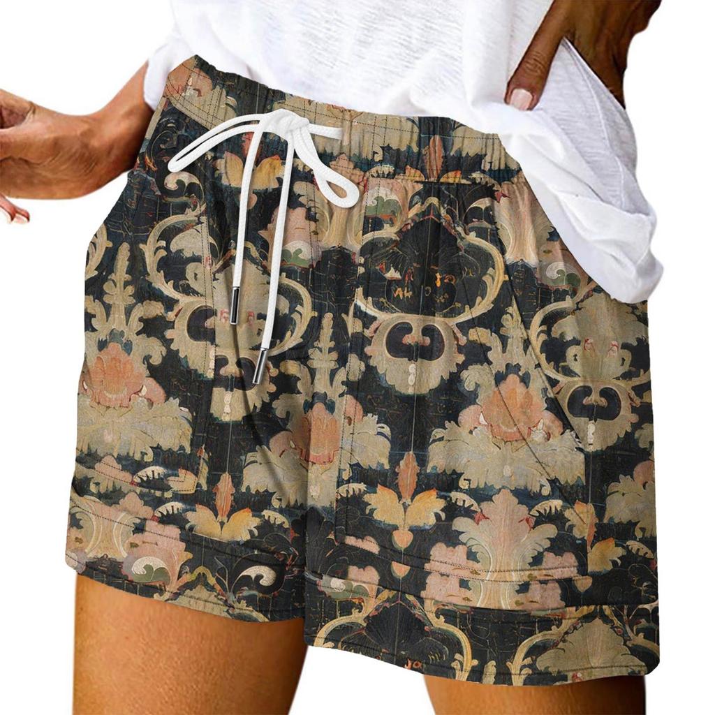 Damen Casual Sommer Elastische Strandshorts Print Casual Shorts