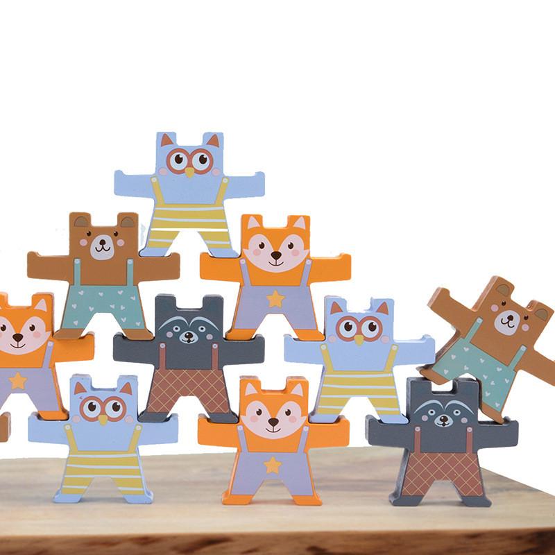 Wooden Bear Balance Stacking Toy For Kids Development And Hand Eye Coordination