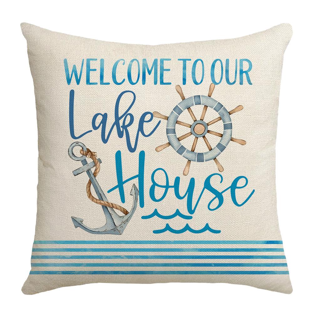 

Modern Simple Cushion Fabric Sofa Pillow Nordic Style Living Room Office Nap Blue Ocean Pillow 45 * 45Cm (without pillow core)