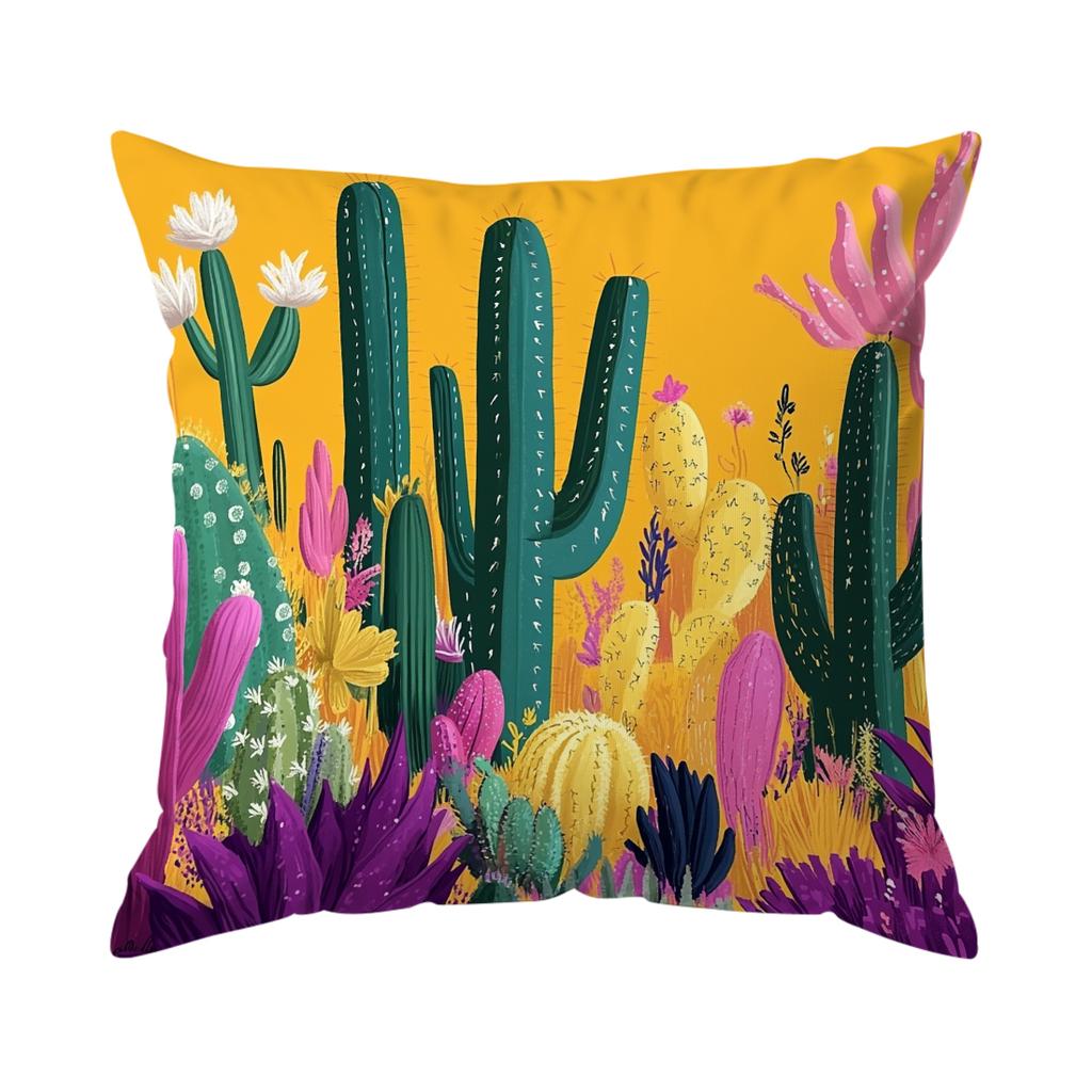 Pcs Illustration Of Desert Plants Singlesided Printed Pillowcase Cushion Coversuitable For Living Roombedroomcar Decoration