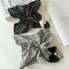 Black White Square Round Hair Tie Sweet Fresh Elastic Hair Band Girls Women Ponytail Scrunchies Hair Accessories 1Pc