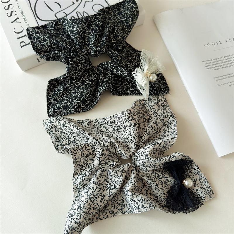 Black White Square Round Hair Tie Sweet Fresh Elastic Hair Band Girls Women Ponytail Scrunchies Hair Accessories 1Pc