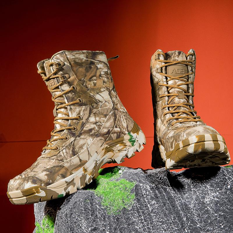 2024 Men's Plus Size High-Top Camouflage Combat and Hiking Boots
