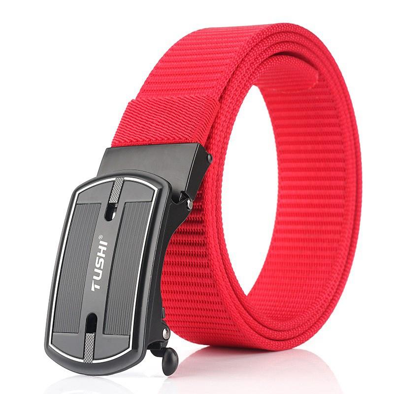 3.5CM Outdoor Men s Belt Nylon Automatic Buckle Casual Fashionable All-match 120cm красный