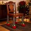 Elastic Felt Pads for Chairs 4 Pcs Christmas Table Chair Leg Covers, Striped Elf Furniture Protectors Scratch Prevention Socks, Floor