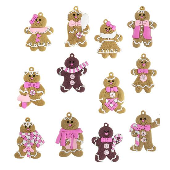 Yousheng Gingerbread Man Christmas Ornaments Santa Claus Cane Snowflakes Plastic Hanging Decor for Farmhouse Xmas Tree Rustic Holiday Decoration