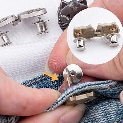 New Cartoon Cat Jeans Buttons Adjustable Fixed Pants Pins Waist Tightening Tool Fixed Waist Buckle Scarf Fastening