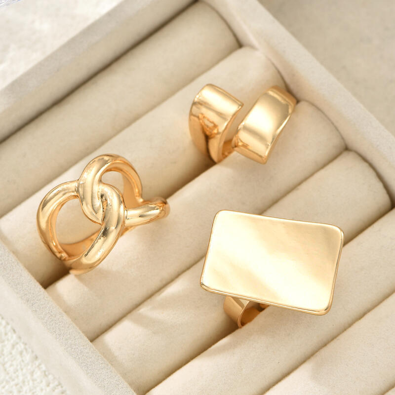 3Pcs/Set Exaggerated Irregular Geometric Rings for Women Men New Personality Gold Silver Color Joint Rings Party Jewelry Gifts