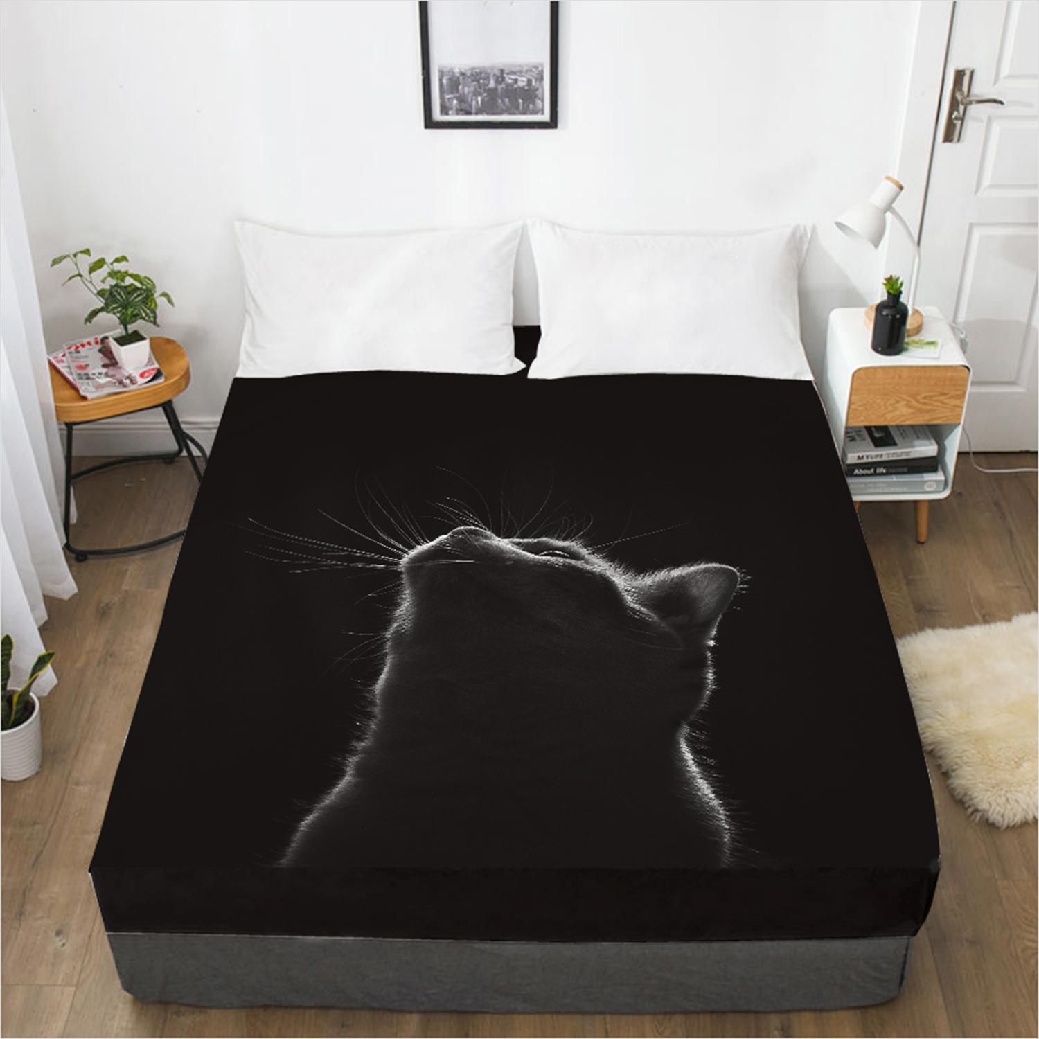Домашний текстиль Кошка 3D Печать Узор Простыня Чехол для матраса Простыня с эластичной резинкой Постельное белье 120x200