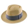 S/S New Fedora Straw Hat With Wide Striped Band, Woven Sun Hat For Men Women