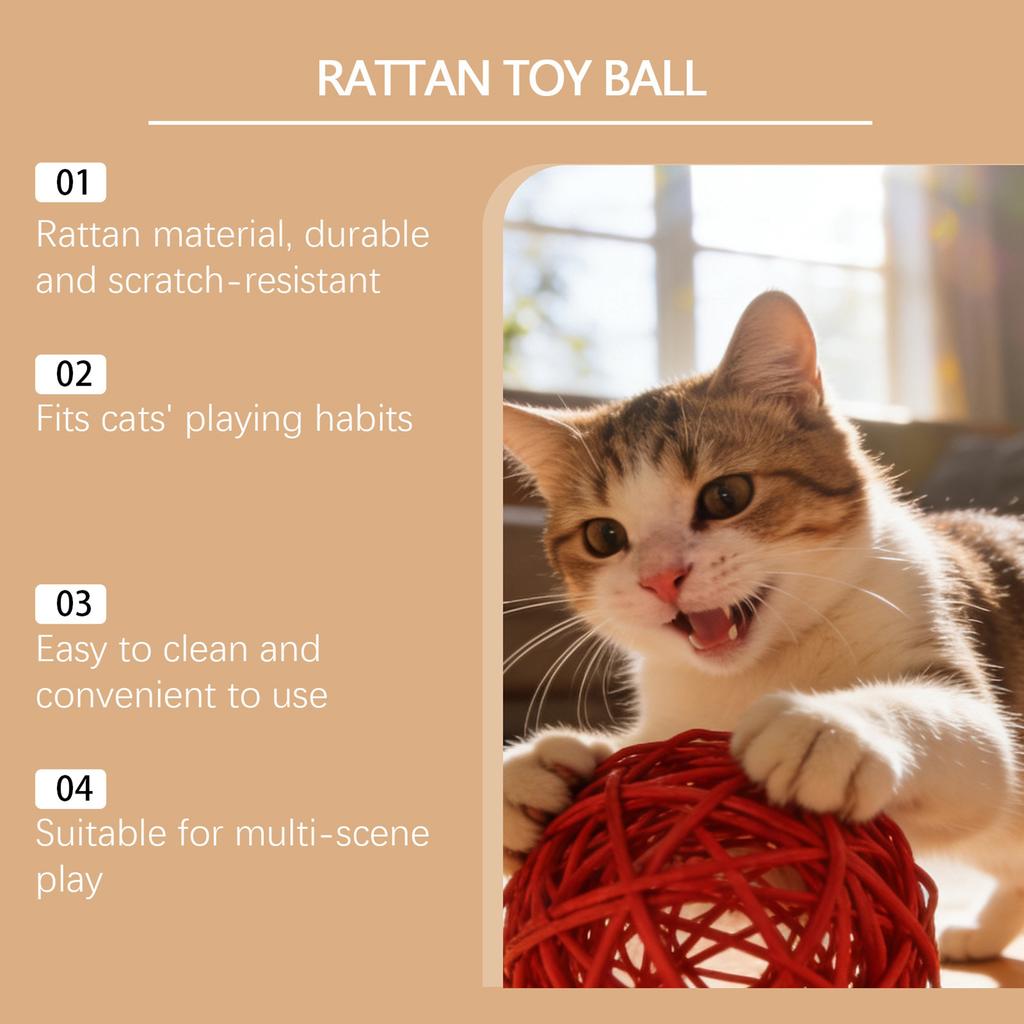 8pcs Cat Toy Ball Rattan Interactive Play Balls for Cats Stimulate Jumping Scratching Instincts Bonding Fun Lightweight