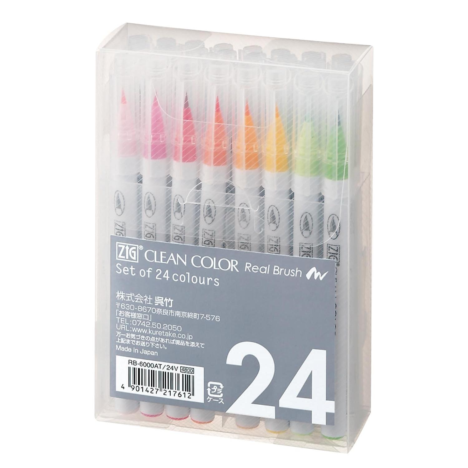 

Kuretake Color Brush Pen ZIG Clean Color Real Brush 24 Colors Set RB-6000AT/24V
