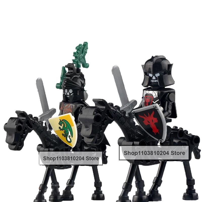 Skeleton Soldier Army King Knight Undead Horse Warrior Bricks Building Block Ringwraith Saddle Roman Soldiers Sword Waffen Toys