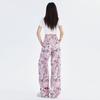 Retro Blumendruck Trendige Lockere Gerade Weitbeinige Jeans für Damen im Herbst Lässige Hosen für Damen im Herbst Hohe Taille Schlankmachend