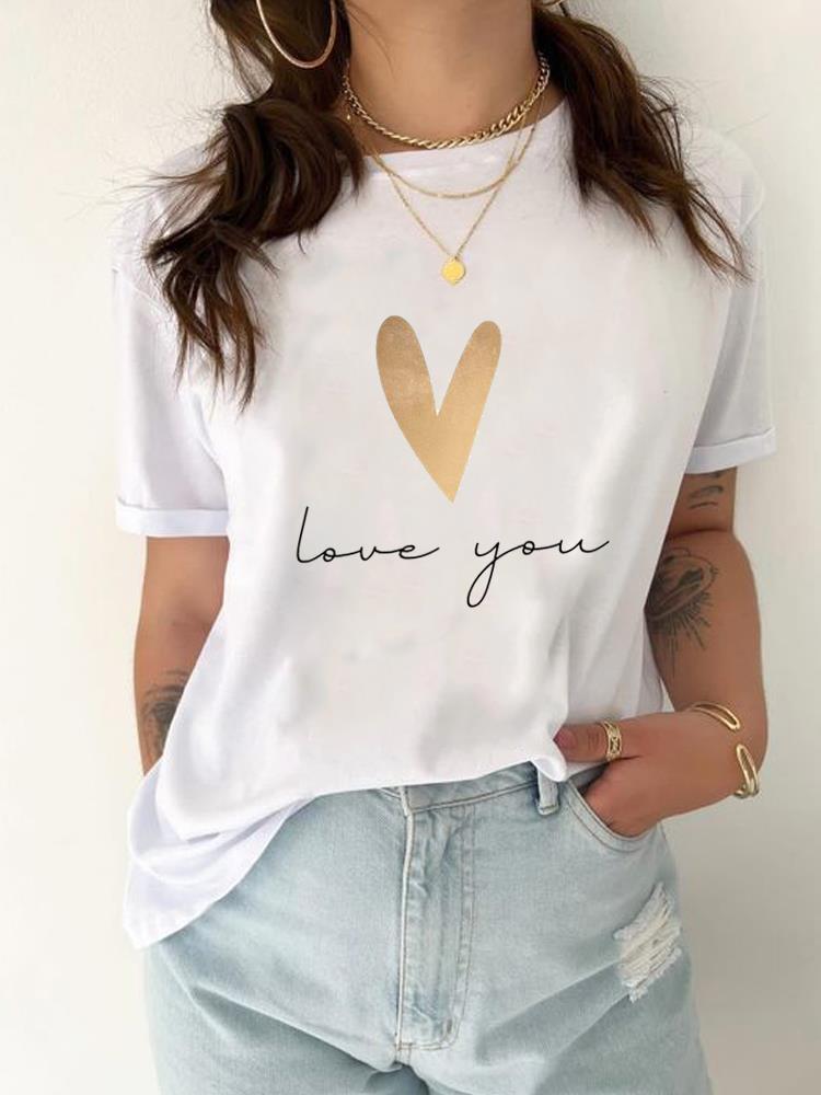 (Asijská velikost) Oblečení Tričko Tričko Akvarel Love Trend 90. léta Top Ženy Žena Potisk Móda Dámská Trička s krátkým rukávem Grafika