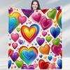 PurpleGreen Checkered Heart Blanket Soft Throw for Rooms with Handdrawn Heart Patterns Suiting Modern Fresh Home Decor