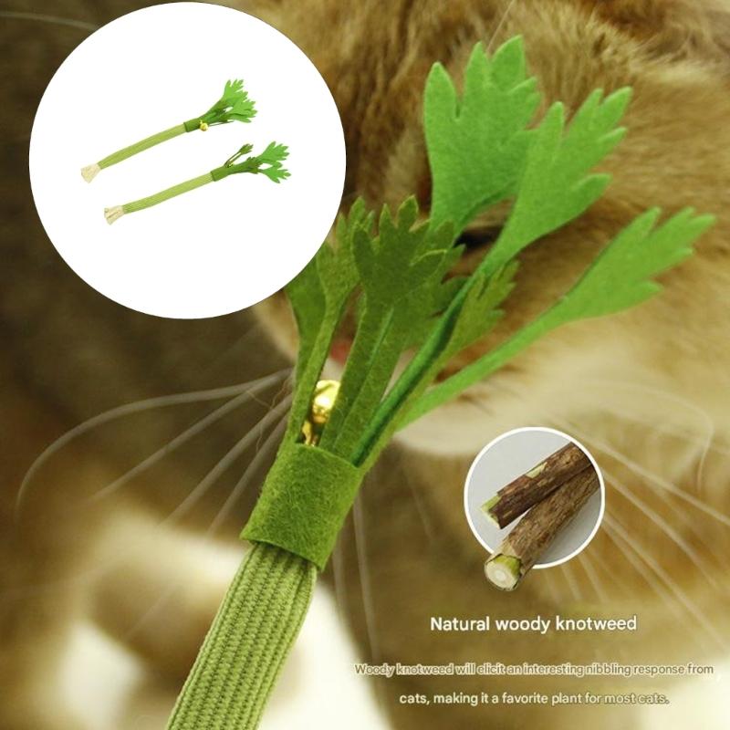 2pcs Silvervine Celery Shape Catnips Toy Interactive Chew Stick For Indoor Cats Dental Health And Play