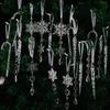 20 Stück Klare Schneeflocken-Eiszapfen-Anhänger Acryl Weihnachtsbaumschmuck Weihnachtsfeiertag Zuhause Party Hängende Dekorationen