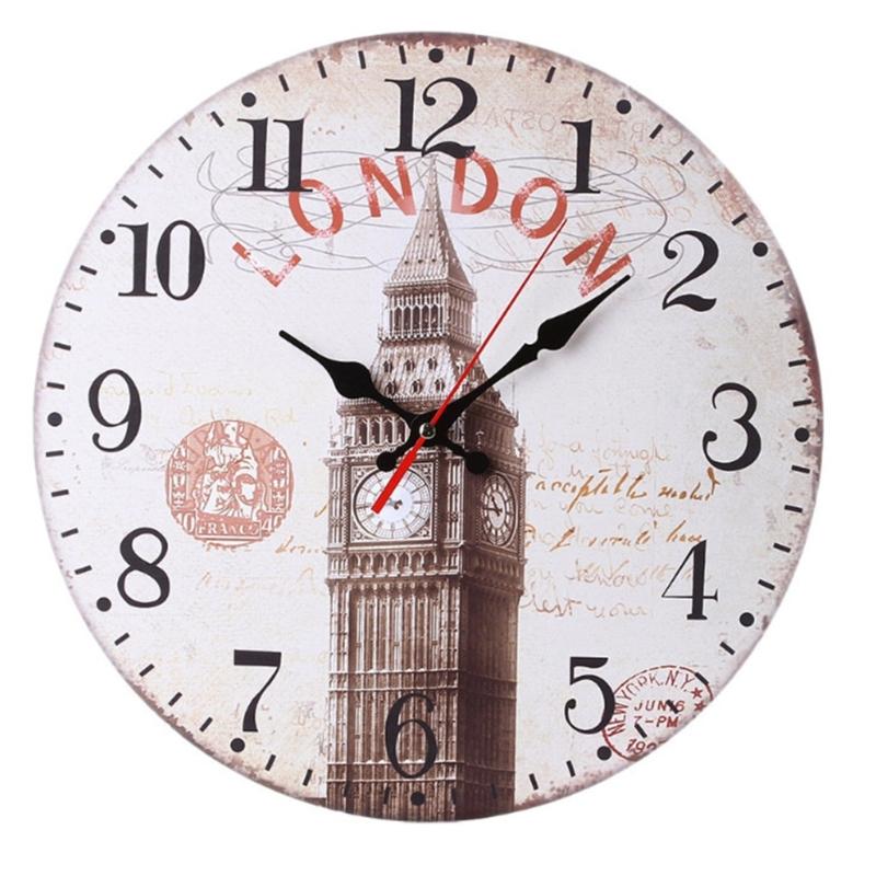 Vintages European Styles Round Wall Clock Silents Movement Home Decoration