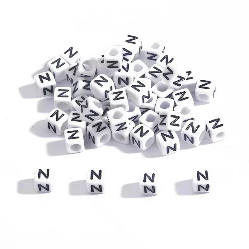 100-500pcs Acrylic A-Z Letter Bead White Square Cube Alphabet Bead for Jewelry Making Diy Bracelet Necklace Earrings Accessories