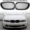 E4 Matte Black Double Stripe Grille, 1 Pair for 2003-2006 BMW 3 Series (Parts: 51137064317, 51137064318)