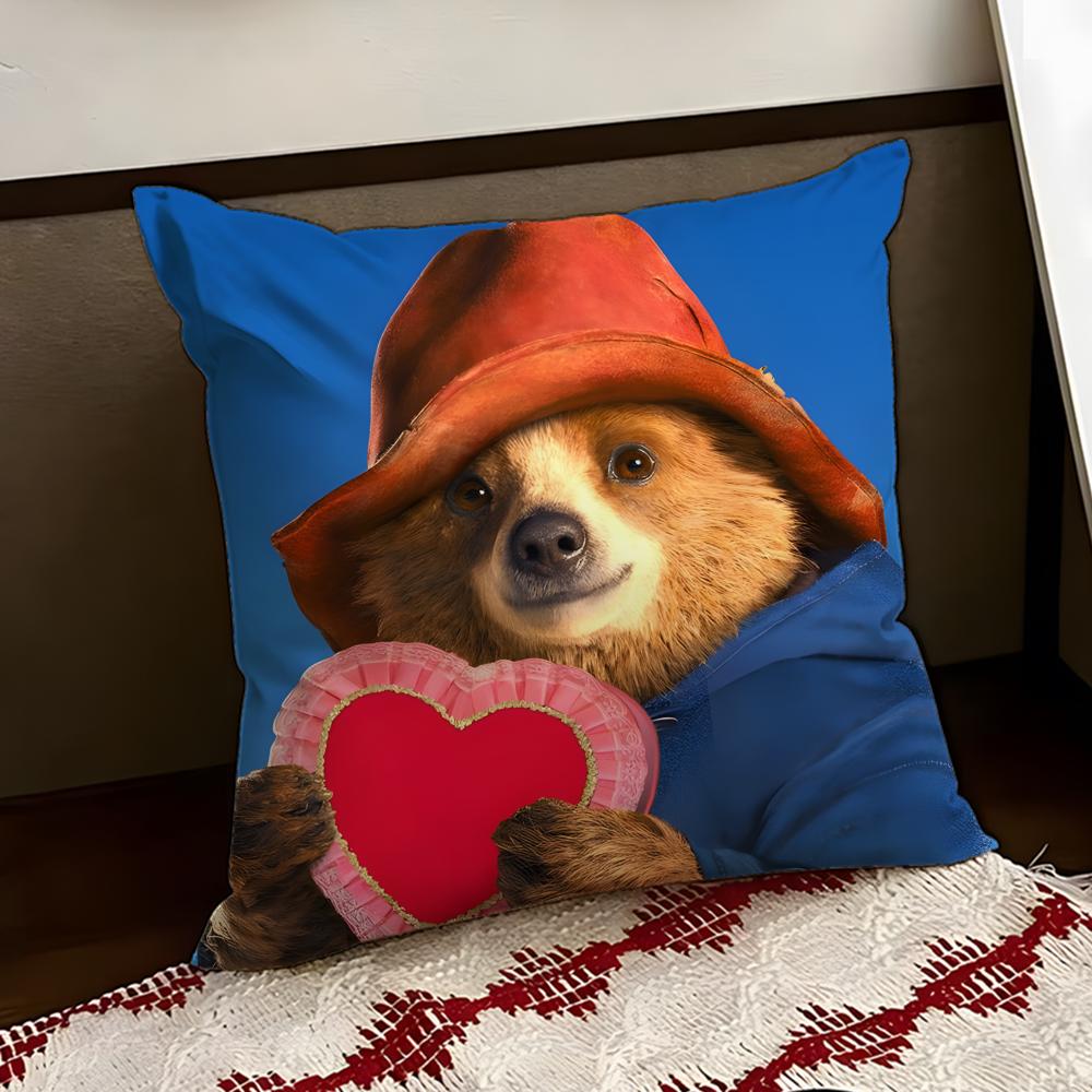 cartoon PPaddington BBear Cushion Cover Reversible Soft Durable Pillow Cover Home Car MultiScene Use for Daily Comfort