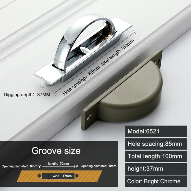 KAK Tatami Versteckte Türgriffe Zinklegierung Einlass-Griffschale BodenSchrankgriff Helles Chrom Dunkle Möbelbeschläge