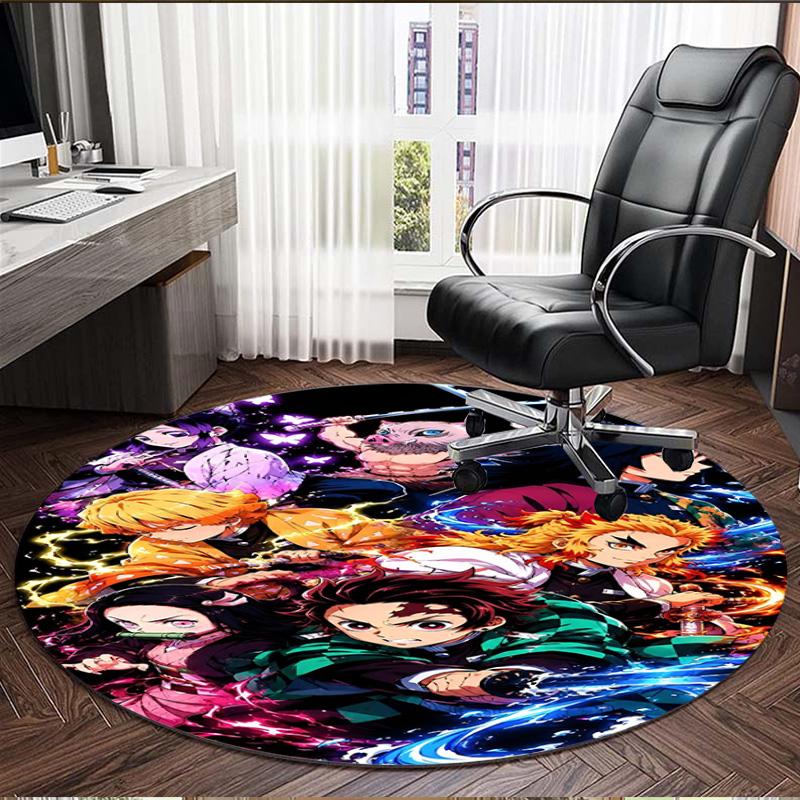 Demon Slayer Print Round Rug, Washable Floor Carpet, For Entryway Dorm Laundry Room Office Study, Home Decor Birthday Christmas Gift