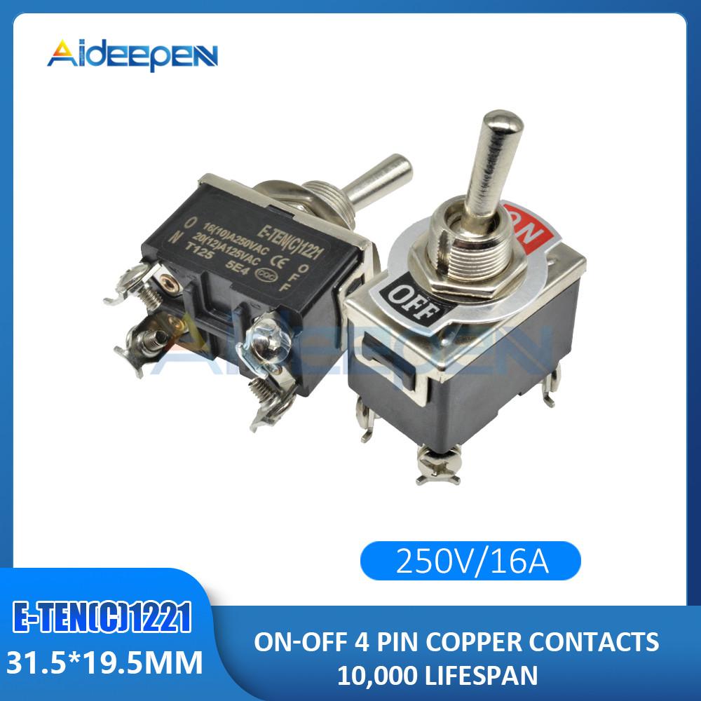 Mini Auto Toggle Switch AC 250V 16A 2/3/4/6/12 Pin ON-OFF ON-ON ON-OFF-ON 2/3 Position Copper/Silver Contact