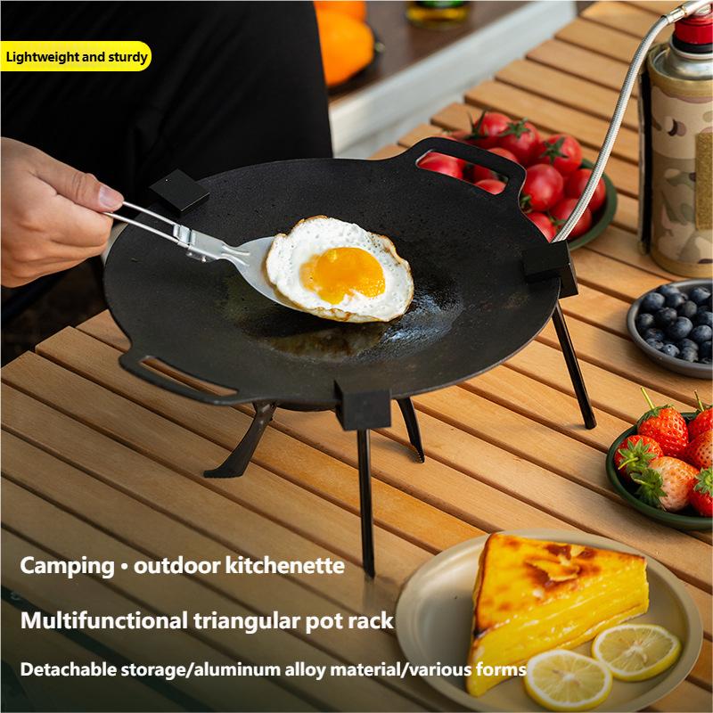 Outdoor BBQ Dreieckige Halterung Multifunktionale Abnehmbare Grill Topfablage Tragbar Verstellbar mit Kette Outdoor Camping Zubehör