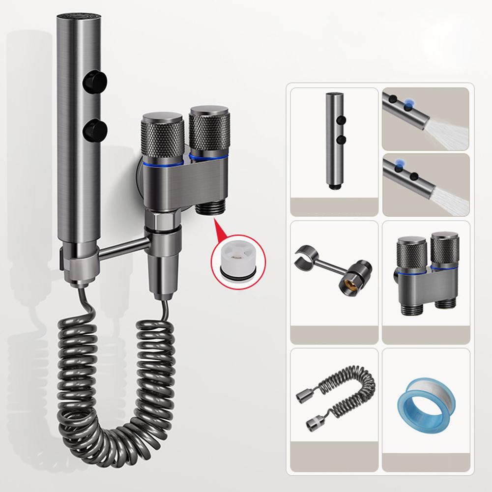 Angle Valve 62x69mm Handheld Bidet Sprayer Dual-switch Water Outlets Easy To Install Spray Mode Stainless Steel Construction