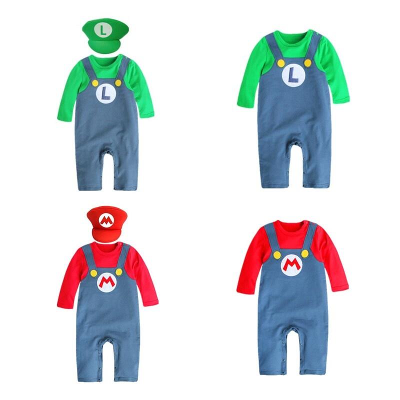 Super Mario Cartoon Cotton Onesie For Babies Cosplay Outfit For Boys And Girls