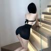 Secretary Tight Skirt Female Teacher OL Cosplay Sexy Open Neck Shoulder Bare Chest Extreme Sexy Erotic Elastic Cute Free Size Set Cosplay [YAISHN]