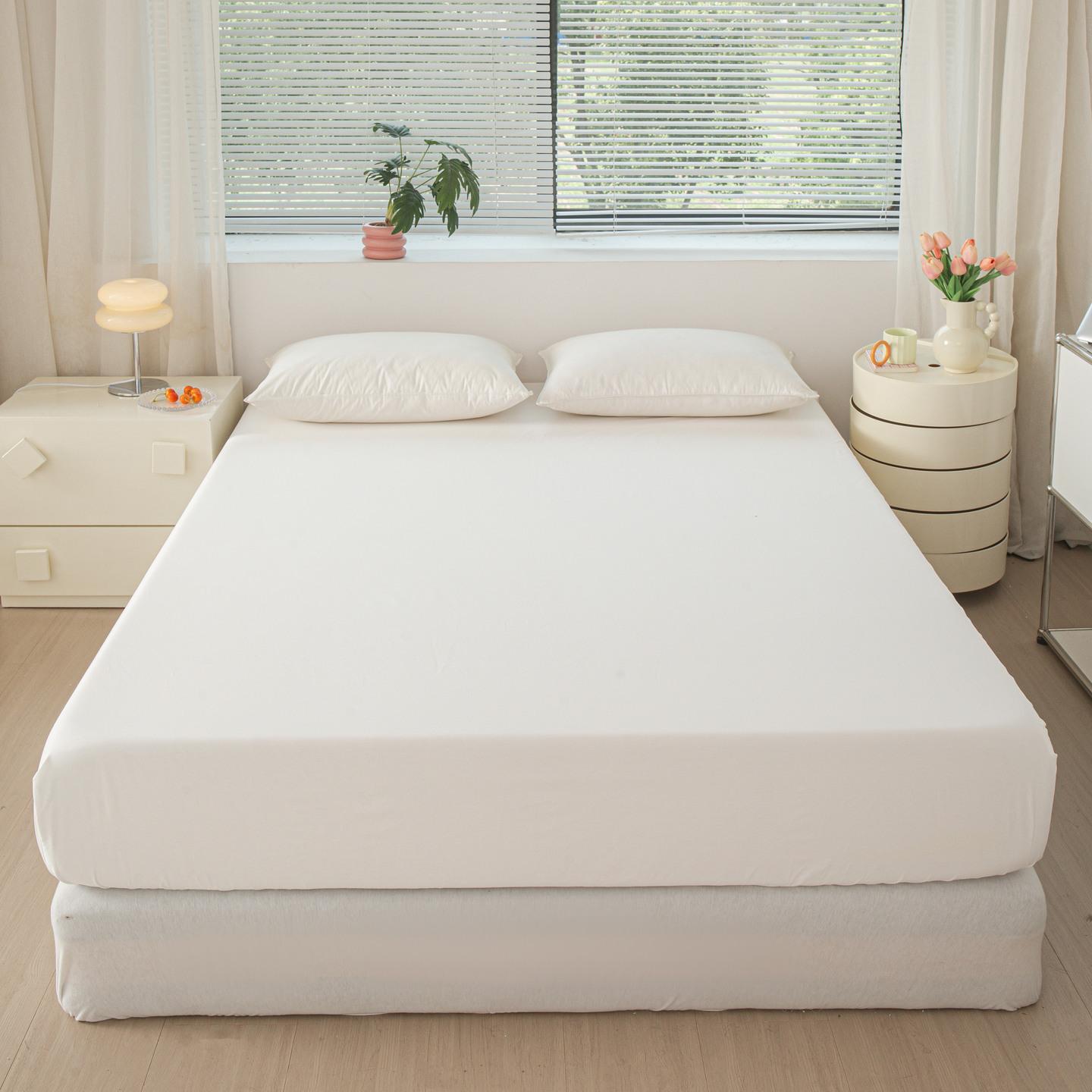 New Single Cotton Fitted Sheet Solid Color Cotton Bedspread Fitted Sheet Bedding 90 * 200cm single bed hat