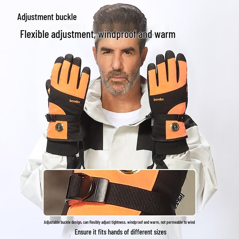 Rechargeable Heated Ski Gloves: Winter-Resistant, Velvety Thick, Ideal for Riding & Outdoor Work