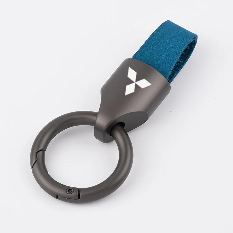 Luxury Men Women Leather/Metal Key Chain Fashion Keychain Key Ring Holder For Mitsubishi Outlander Lancer 9 10 Pajero L200 EX AJ3