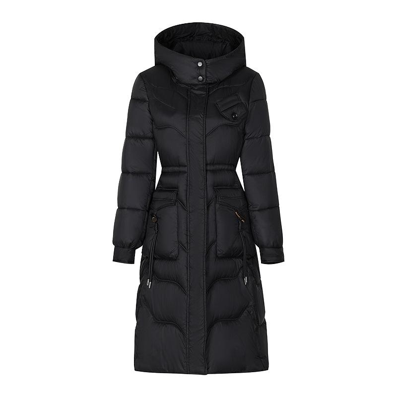 Winter Padded Down Cotton-padded Jacket Long Over-the-knee Fashion Hooded Slim Cotton-padded Jacket Women's Plus Size Cotton-padded Jacket