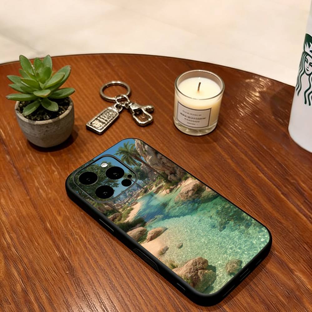 

Secret Island Phone Case For iPhone 17,16,15,14,13,12,11 Plus,Pro Max,XS,Soft Silicone Black Cover iPhone14ProMax