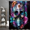 YXSkull Flower Shower Curtain, Bathroom Decorative Shower Curtain, Waterproof Shower Curtain with Hooks