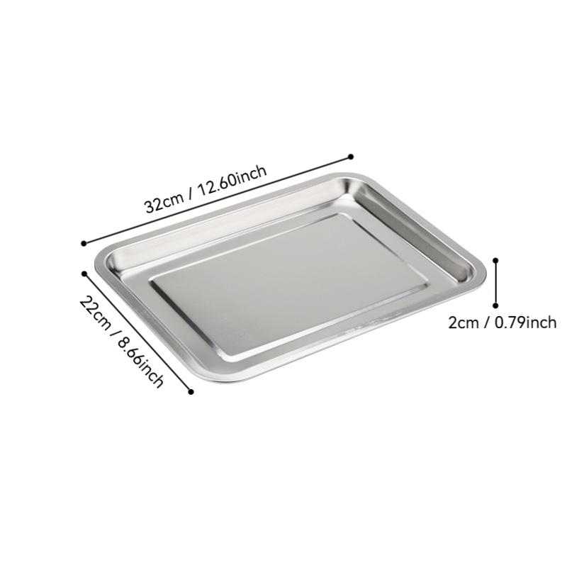 Kitchen Stainless Steel Thicken Food Storage Tray Rectangle Sausage Fruits Dish Hotel Metal Dinnerware Baking Pastry Pans Plate