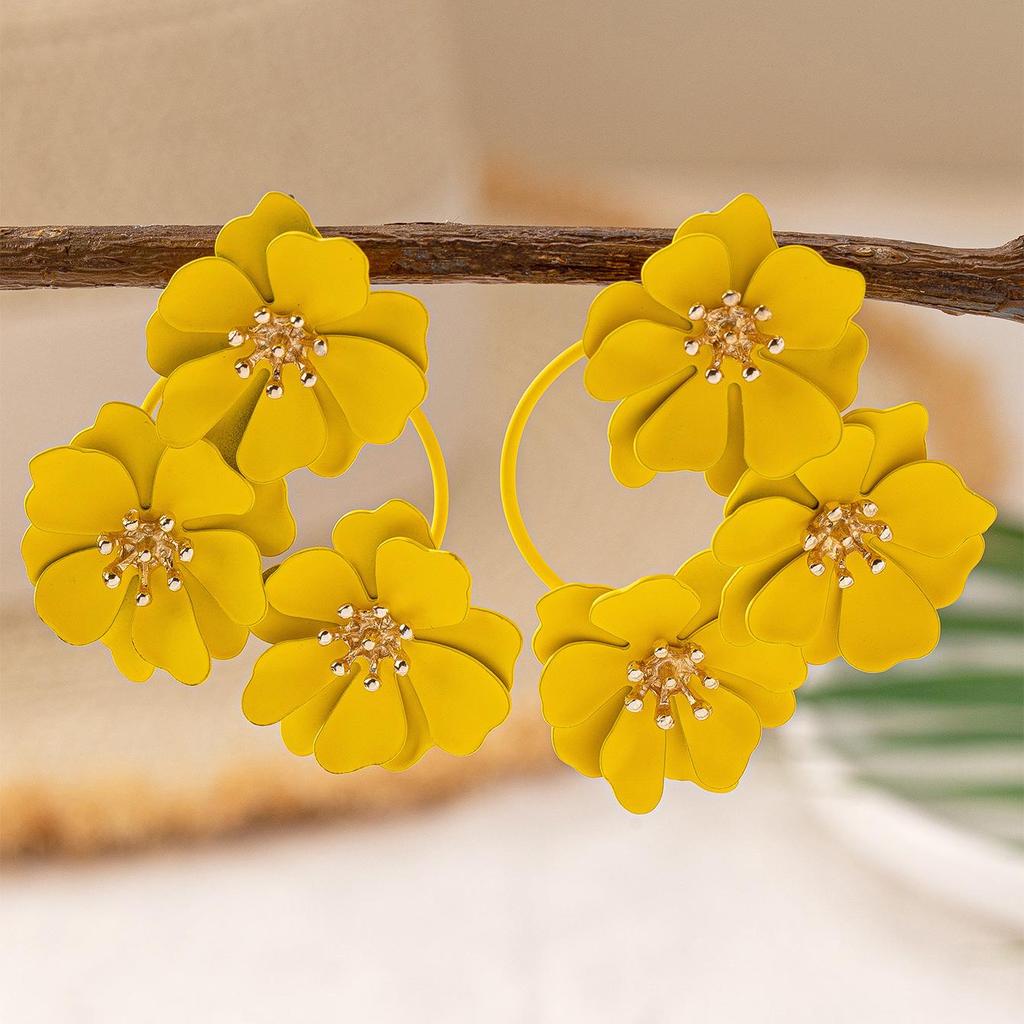 Europäischer und Amerikanischer Stil Mehrfarbige Blumenohrringe - Modischer, vielseitiger Schmuck